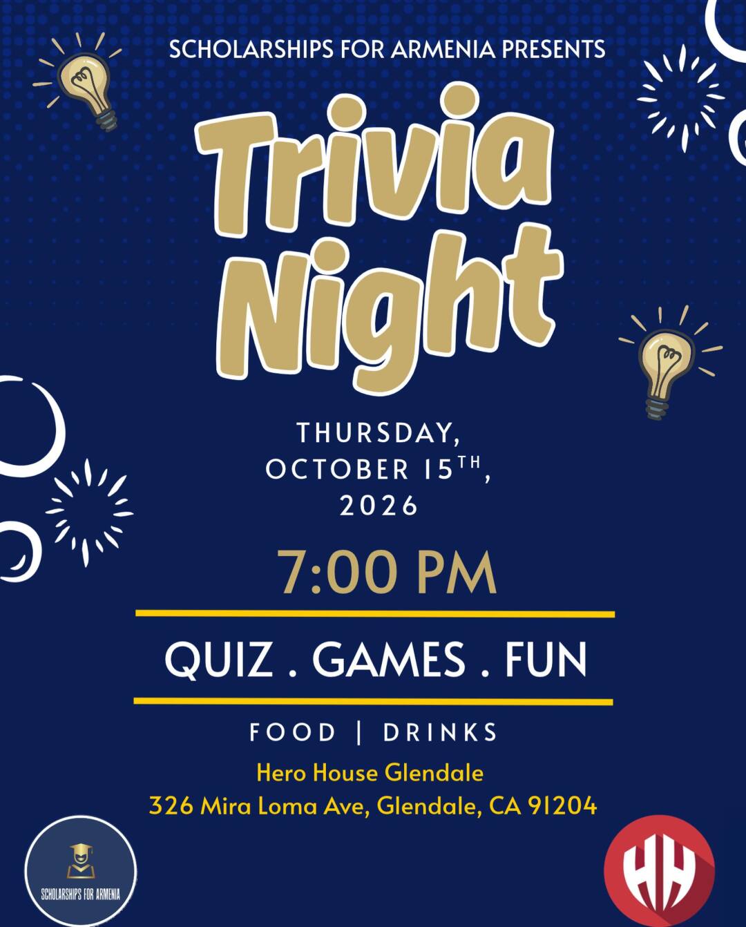Trivia Night by Scholarships for Armenia event poster