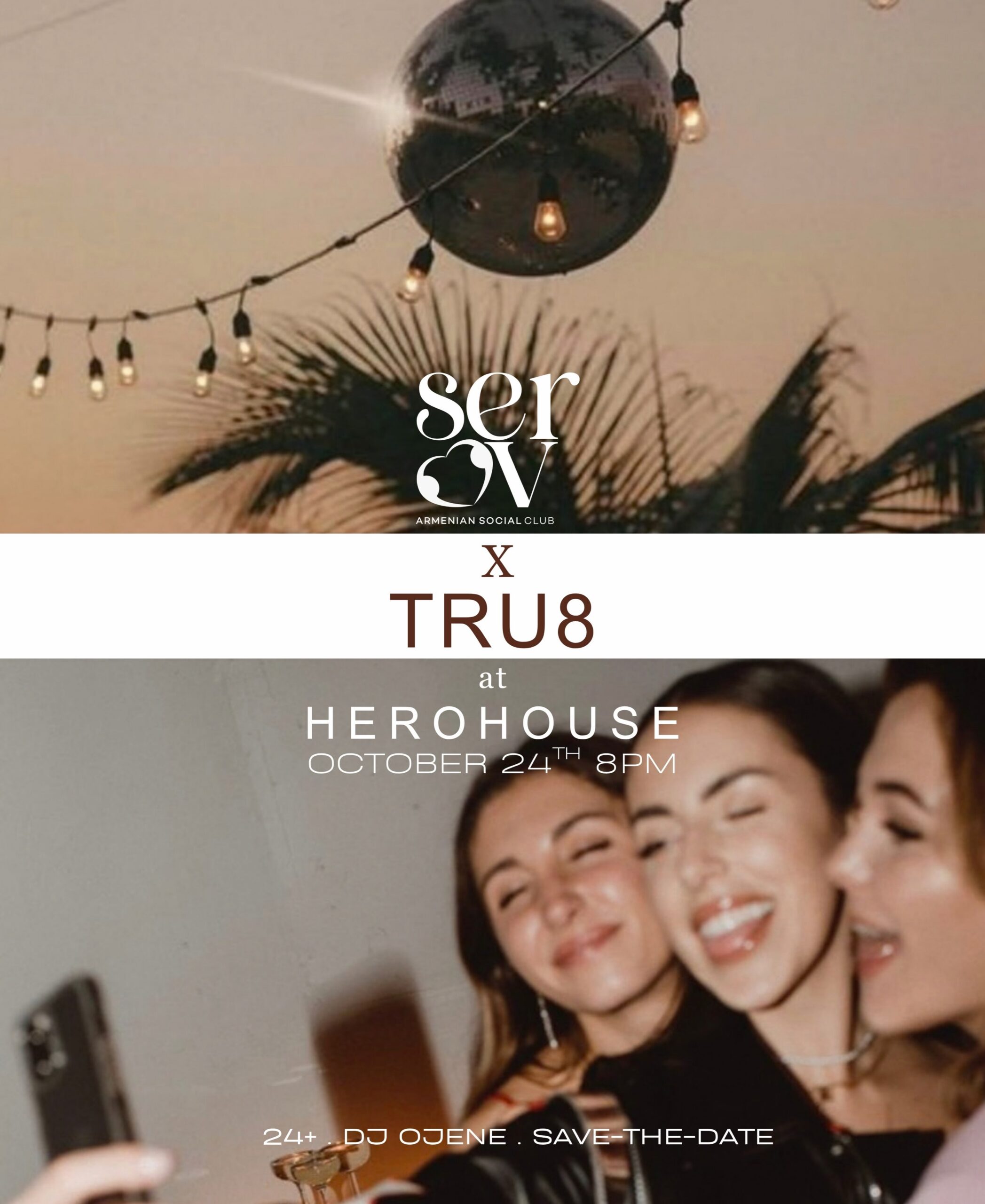 Serov × TRU8 at Hero House event flyer