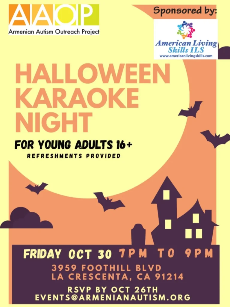 AAOP Halloween Karaoke Night for Young Adults event flyer