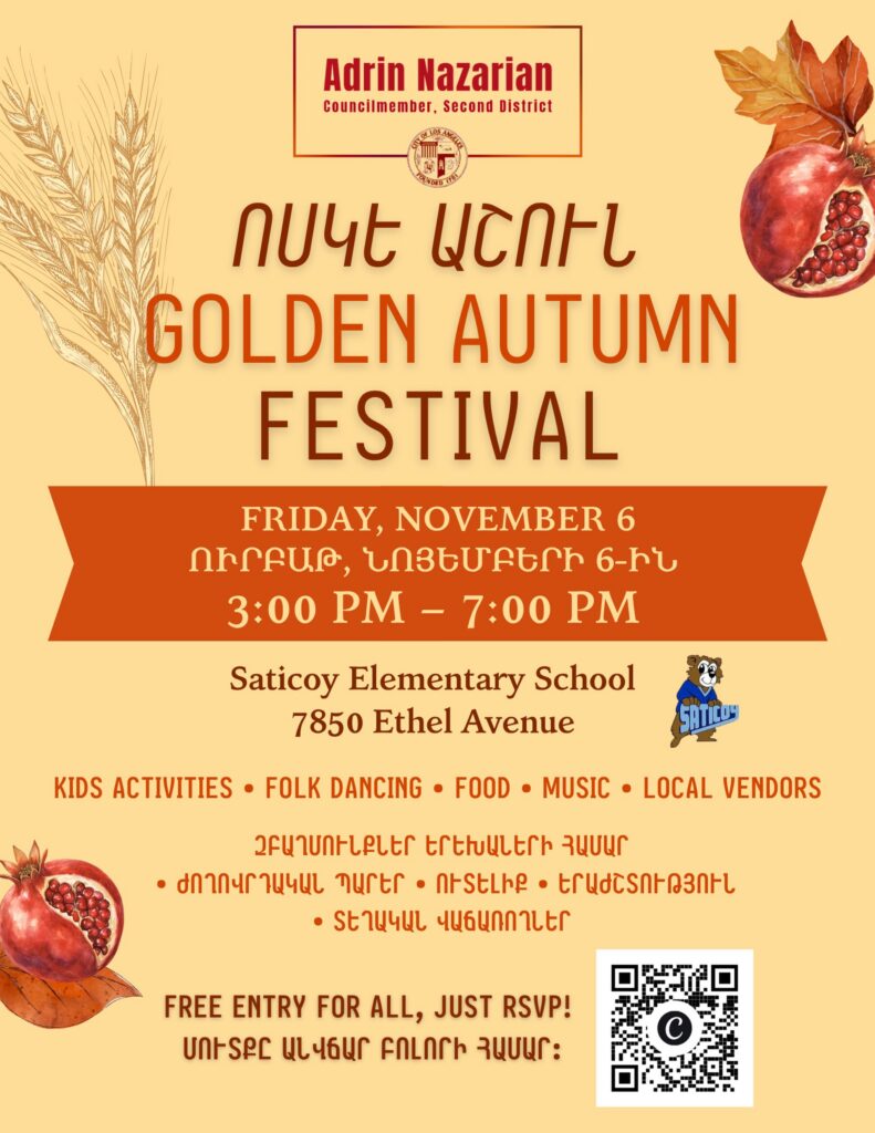 Voske Ashun Golden Autumn Festival flyer: November 6, 3–7 PM at Saticoy Elementary School
